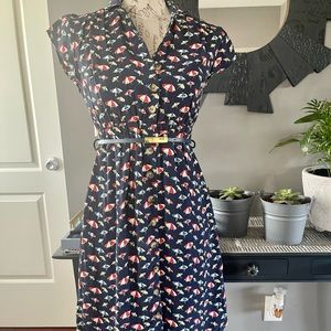 Anthropology Maeve navy blue midi dress